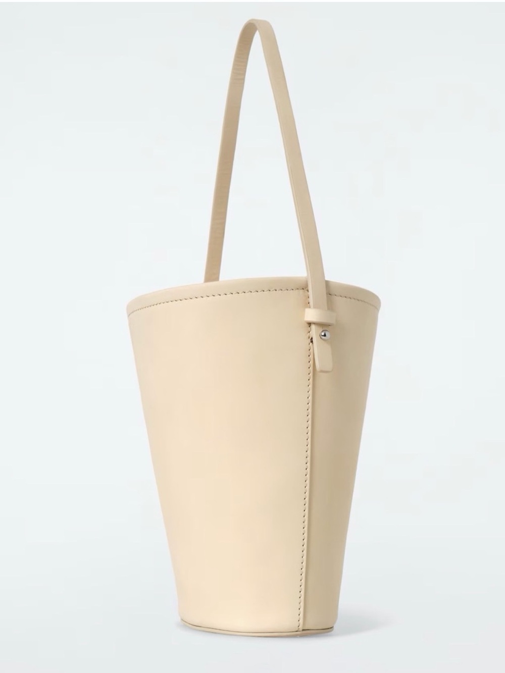 COS Cream Leather Bucket Shoulder Bag
